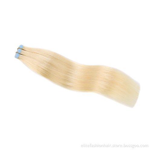 613# Blonde Tape In Hair Extensions Shiny Double Drawn Remy Human Hair Cuticle Aligned Tape Hair Extensions